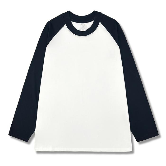 

Oversize Shoulder Insert Long Sleeve T-Shirt Women s Spring Autumn American Color Block Base Shirt Loose Neck Pure Cotton Top L