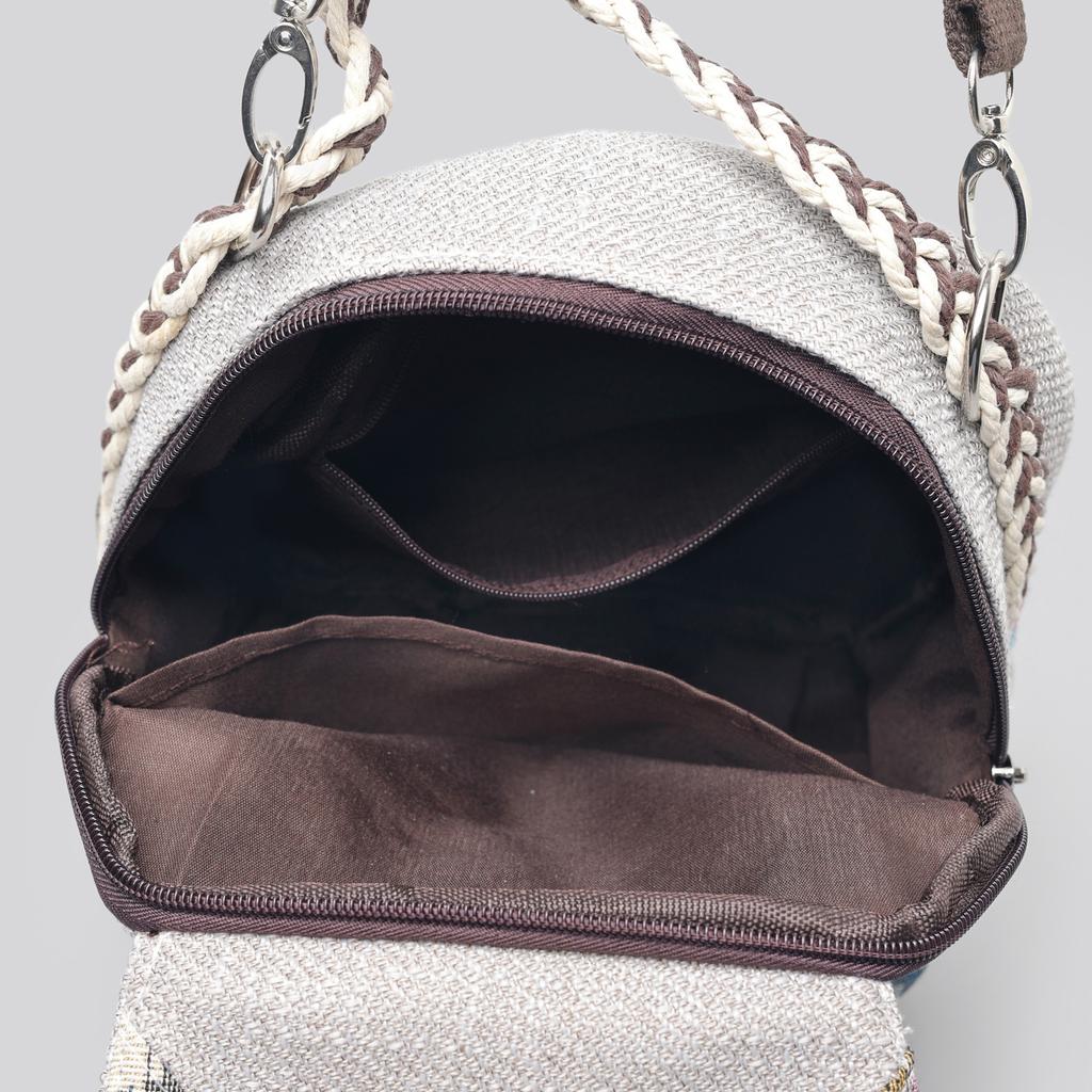National Style Embroidery Double Shoulder Bag, Women's Small Bag, Hand-held and Cross-body Bag, Retro and Artistic Backpack