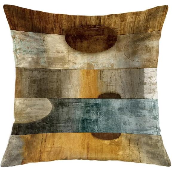 Brown Decorative Throw Pillow Covers 18x18 Set of 4 Teal Pillow Cover Modern Geometry Abstract Art Decorative Pillows for Living Room Bedroom Sofa