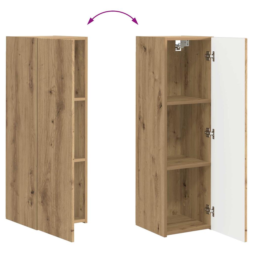 TV Wall Shelf Set 4 pcs. Artisan Oak Wood Material