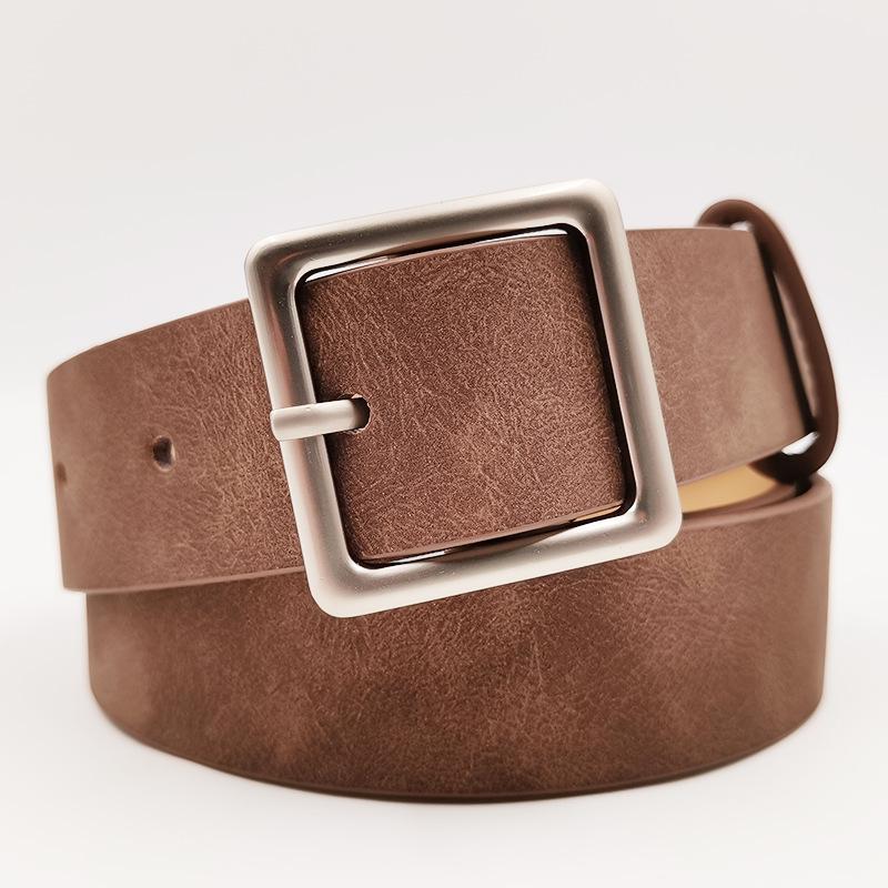 Simple and Versatile Square Buckle Pu Popular Belt Fashion Belt Retro Student Belt