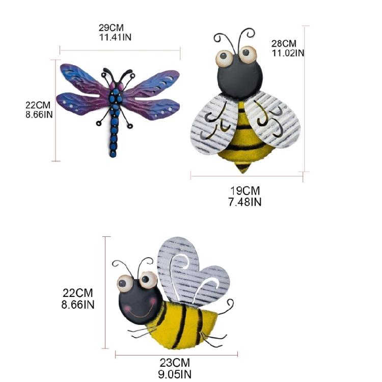 Metal Bee Wall Hanging Sculpture Indoor Outdoor Yard Sculpture Art Garden Statue