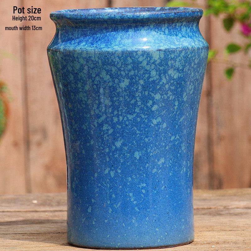 Handmade Large Coarse Pottery Succulent Flower Pot – Round Purple Sand Ceramic Planter