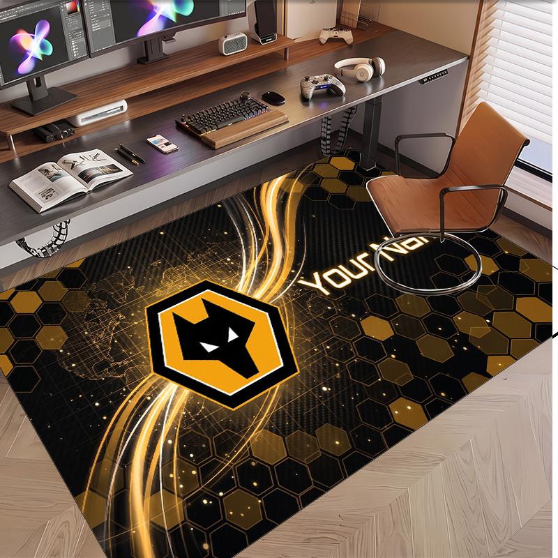 Personalized Crystal Velvet Carpet Wolverhampton Wanderers Football Pattern Non Slip Floor Rug