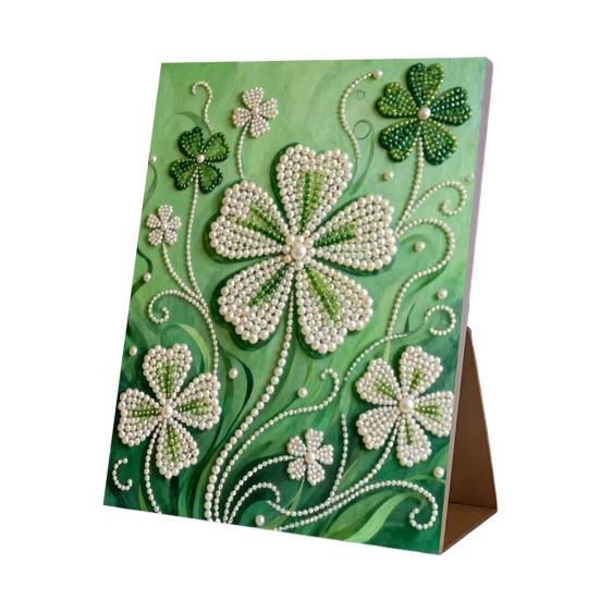 Faux Pearl Art DIY Kit 3D Butterfly Landscape Mosaic Stress Relief Craft for Adults Teens Pre-Printed Canvas with Glitter Resin
