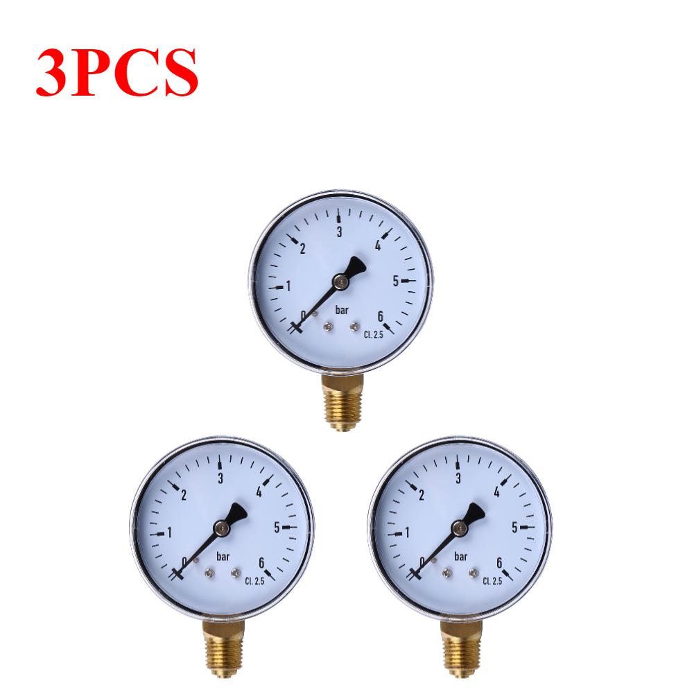 1-3pcs 1/4 Inch Manometer 6 Bar Compressor Compressed Air Pressure Gauge for Air Water Oil Gas Measurement