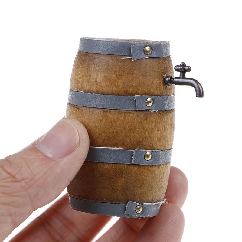 1:12 Wood Doll House Mini Furniture Accessory Beer Barrel With Water Tap