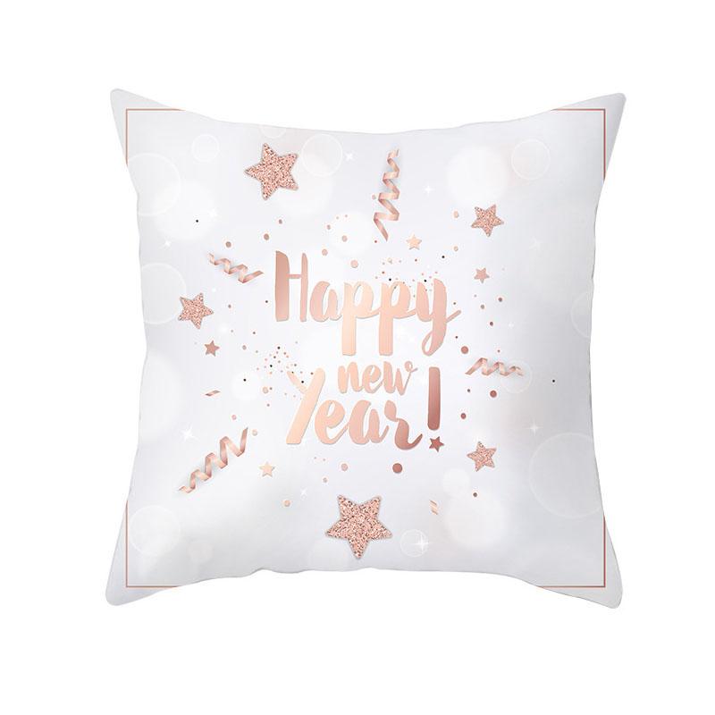 Merry Christmas Pink Gold Peach Velvet Pillowcase  Decoration Sofa Cushion Cover Bedroom Room Home  45x45cm