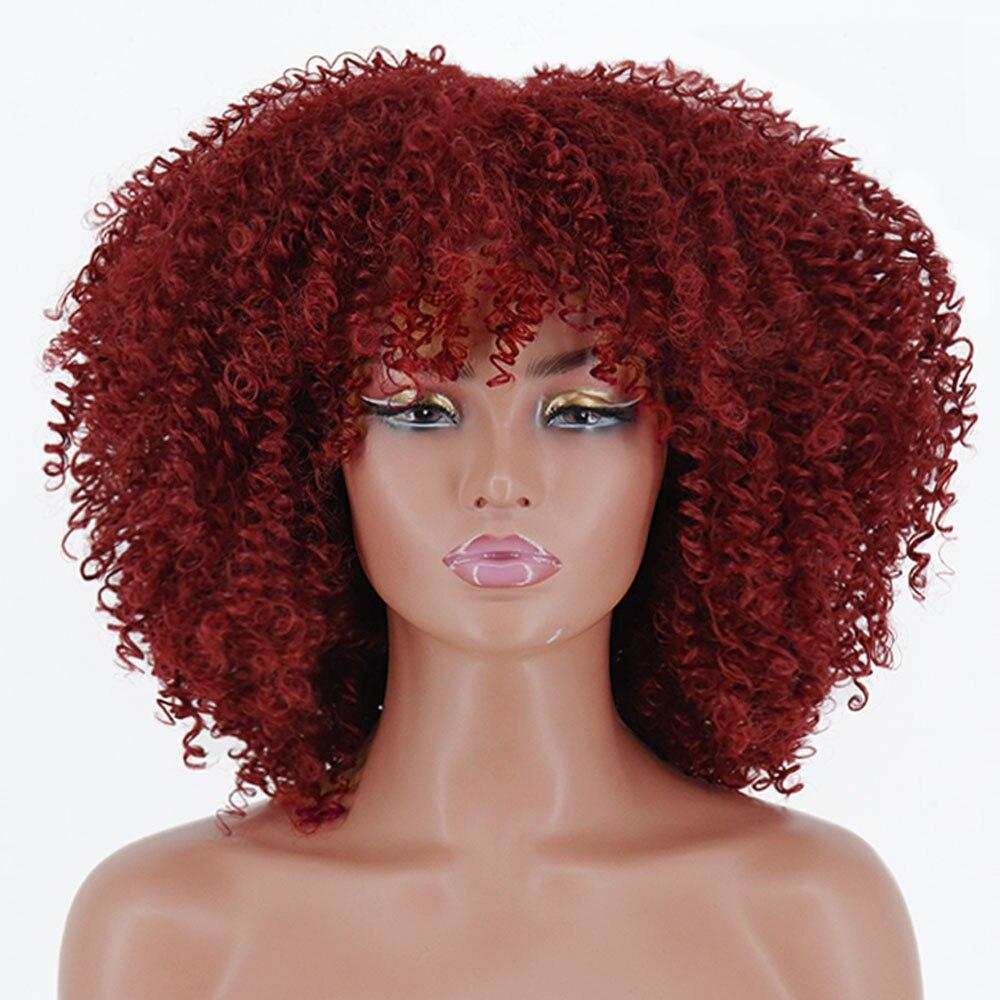 MISSQUEEN Short Afro Kinky Colly Wigs for Black Women African Cosplay Wigs Blonde Brown High Temperature Heat Resistant Fiber