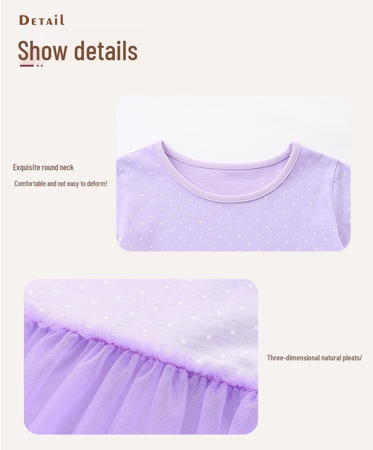 European Style Embroidered Princess Dresses for Girls - Knitted Cotton with Mesh Skirts for Small and Medium Children.