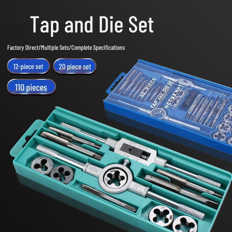 Manual Tap and Die Set: Tapping Drill Bits & Wrench Kit M3-M30