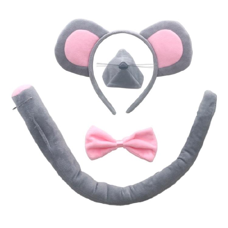 Little-Mouse Costume Accessories Set Mouse Ears Headband,Bowtie,Nose,Gloves Tail