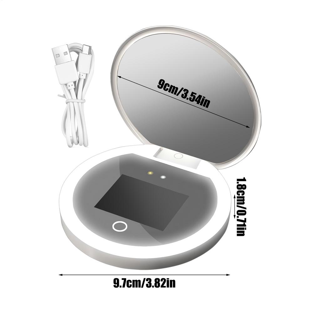 

UV Mirror Sunscreen Testing Camera With Light 2X Magnification Travel Makeup Pocket Size UV Smart Sunscreen Makeup Mirror