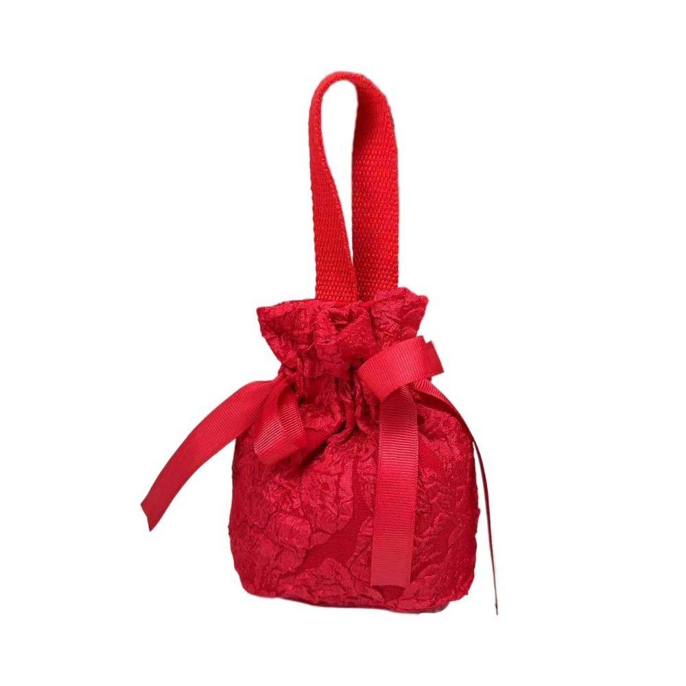 Large Capacity Small Flower Wrist Bag Mesh Flower Festive Sugar Bag Sweet Bowknot Handbag  Wedding