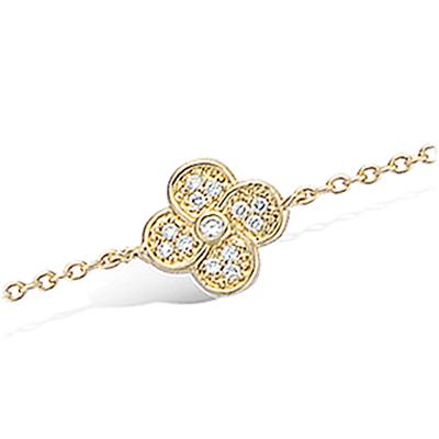 [L4584] - Gold Plated Bracelet 'Flora' White Gold - 9x9 Mm