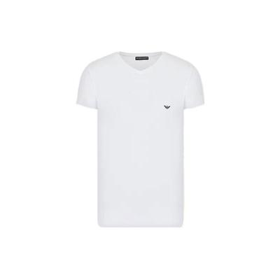 FW22 Solid Color Logo Print V-Neck Pullover Short Sleeve T-Shirt Men Tops White 110810CC-72910-0010