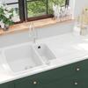 VidaXL Kitchen Sink with Drainer Inset Reversible with Mounting Hole for Faucet and Soap Dispenser Home 144855