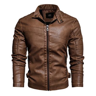 Podzimní a zimní pánská kožená bunda PU bunda Slim Fit Business Casual Pánská Retro