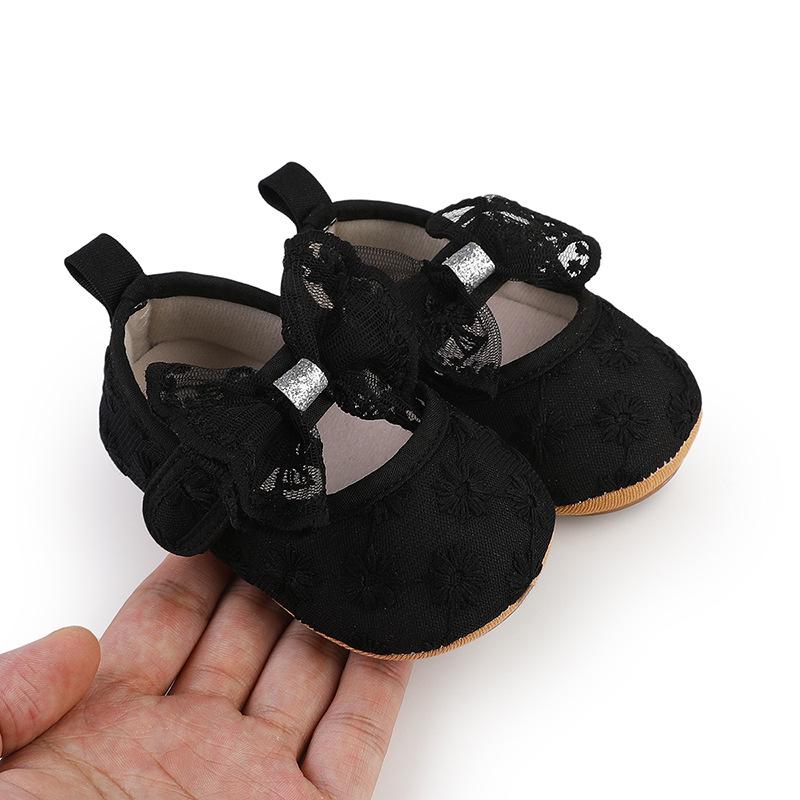 Solid Color Lace Baby Princess Shoes for 0-12 Months - Spring & Autumn Walking Shoes