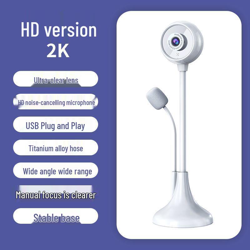 Driver-Free 2K HD USB Video Conferencing Camera with Desktop Mic