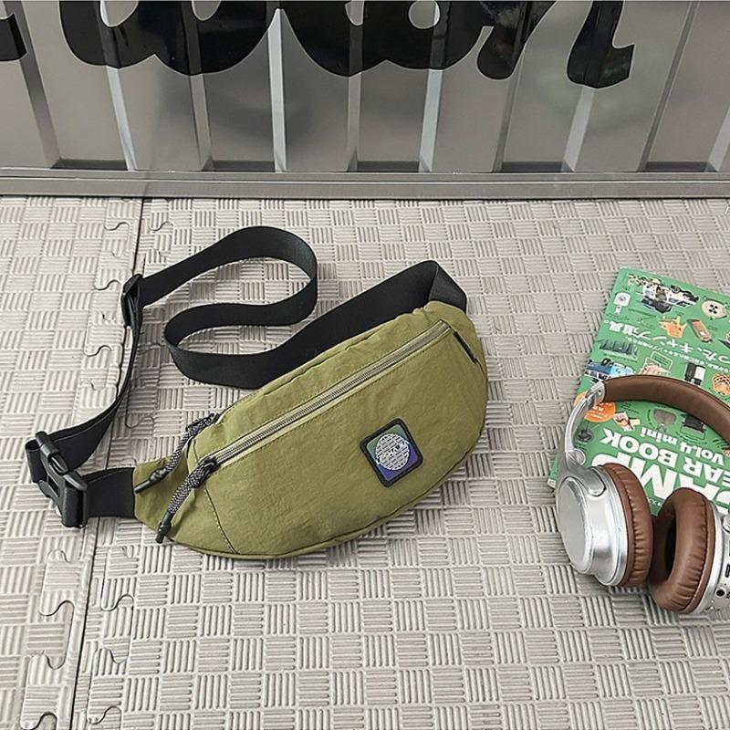 Casual Messenger Bag Fashionable Solid Color Nylon Messenger Fanny Pack Large Capacity Men's and Women's Shoulder Bag Daily Breast Bag Women's
