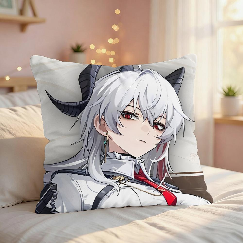 Zani Cute Game Wuthering Cushion Cover Silky Short Plush Invisible Zipper Dustproof Sofa Pillow Case For Home Decor