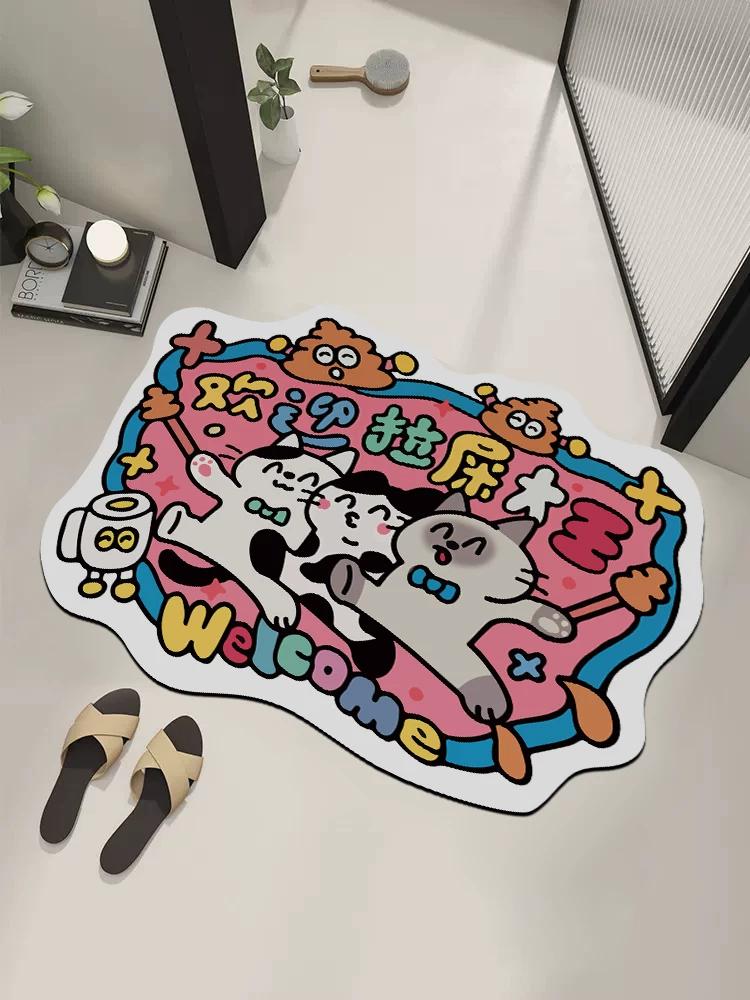 Bathroom Mats Diatom Ooze Absorbent Pads Bathroom Entrance Non Slip Quick-Drying Foot Mat Dry Wet Separation Bathroom Carpet
