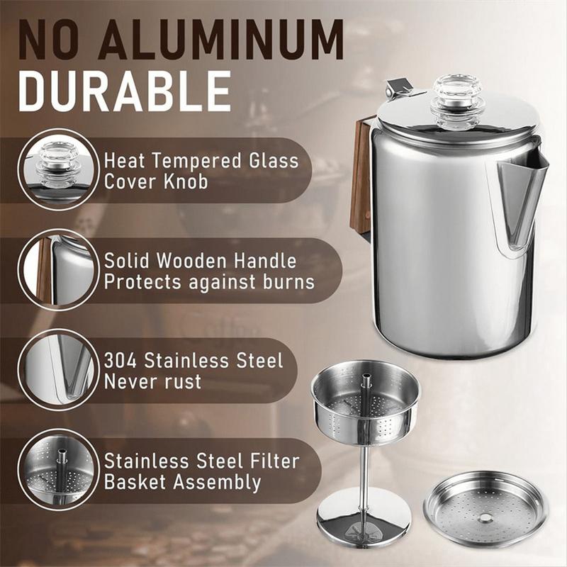 Percolator Coffee Pot Coffee Maker Percolator Portable Machine with Compact Vintage Design for RV Camping Picnic