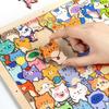 Handgefertigter Holz-DIY-Kätzchen-Fotorahmen: Graffiti & Mal-Puzzlebausteine Montage Geschenk