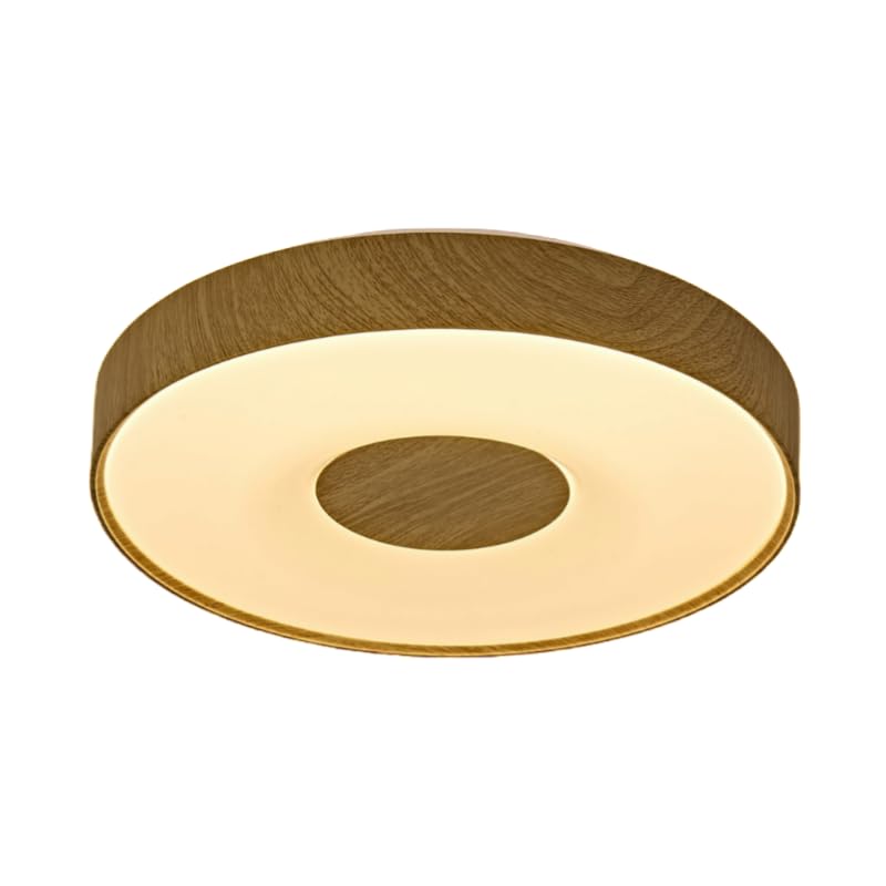 NIBOENOKI LED Ceiling Light, 40cm, Wood Grain Finish, Stylish, Dimmable, Color Adjustable, Remote Control Included, Up and Down Lighting, Indirect