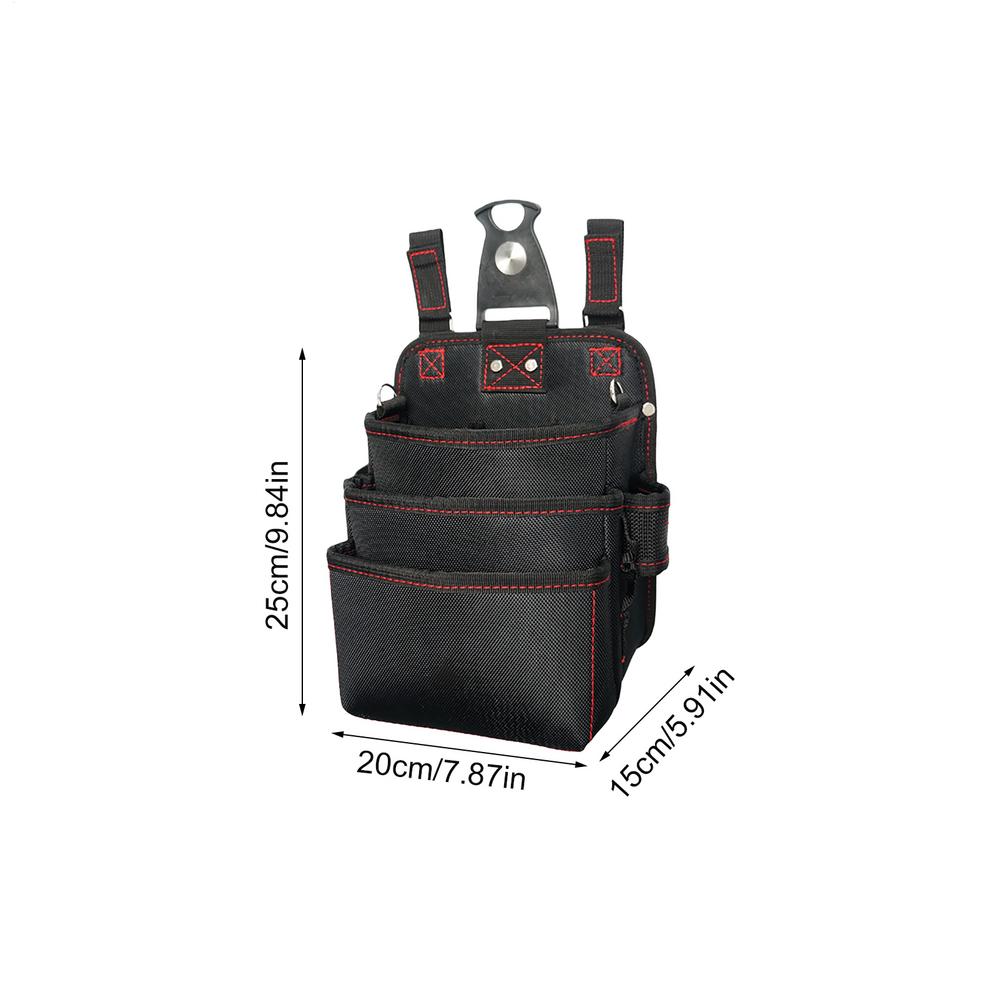 Сумка для инструментов 3-слойная водонепроницаемая Оксфордская сумка-держатель Рабочая поясная сумка для электрика Строительные работы Плотник Сад Механик чёрный