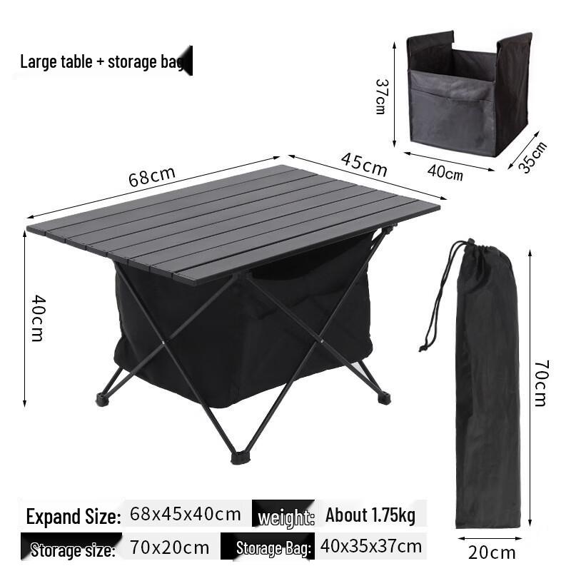 Outdoor Portable Aluminum Roll-Up Camping Table