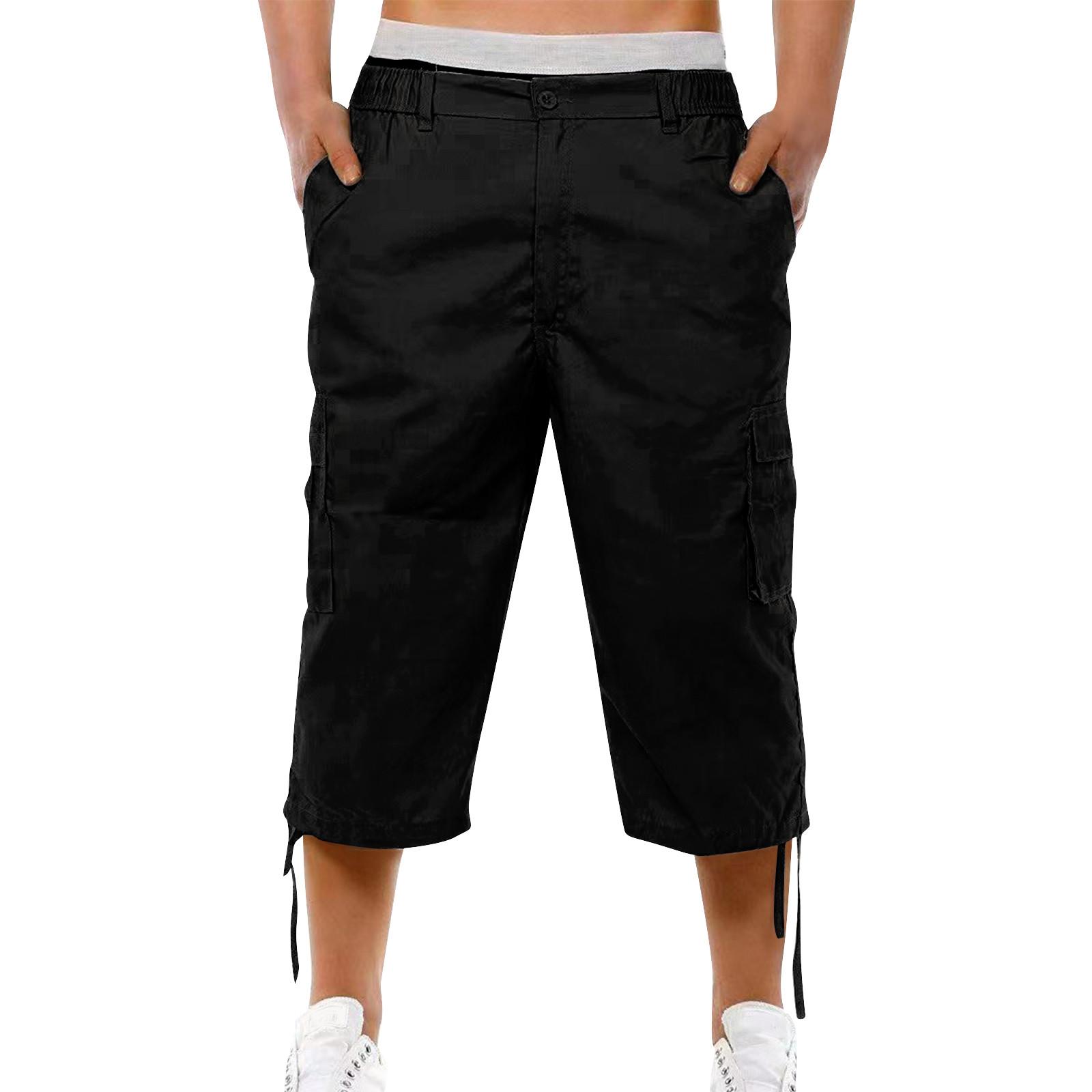 

Мужская спортивная карманная рабочая одежда, повседневные свободные шорты, повседневные шорты для бега на шнурке L чёрный