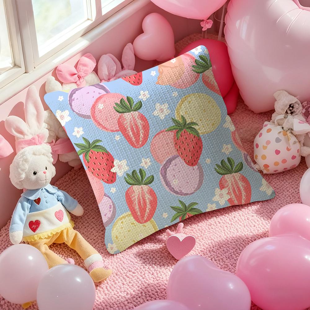 Full Print Fruit Print Pattern Pillow Case Antidustmite Pillowcase Invisible Zipper Silky Short Plush Sofa Cushion Cover