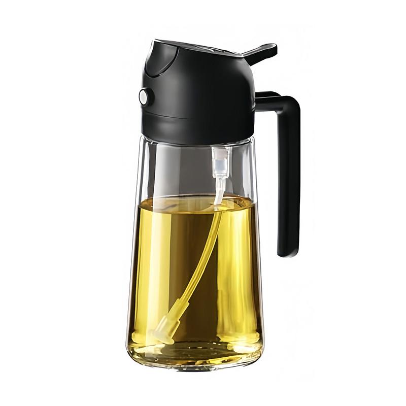 470ml Glass Oil Spray Bottle Olive Oil Dispenser Bottle Leakproof Oil Sprayer Bottle for Cooking Air Fryer BBQ Baking Utensil чёрный