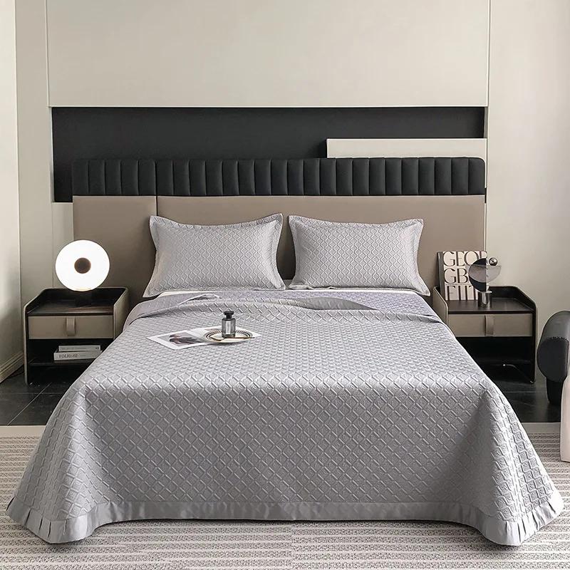 High-End Solid Color European-Style 60 Tencel Three-Piece Bed Cover Set Large Size Lyocell Tencel Thickened Quilted Bed Cover