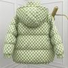 New Checkerboard Down Jacket Women's Short Hooded Loose Thickened White Duck Down Jacket Trend