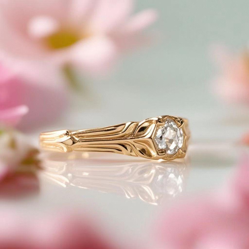 Super Eenvoudige 18K Gouden Legering Ring met Strass voor Dames - Europese en Amerikaanse Mode Sieraden