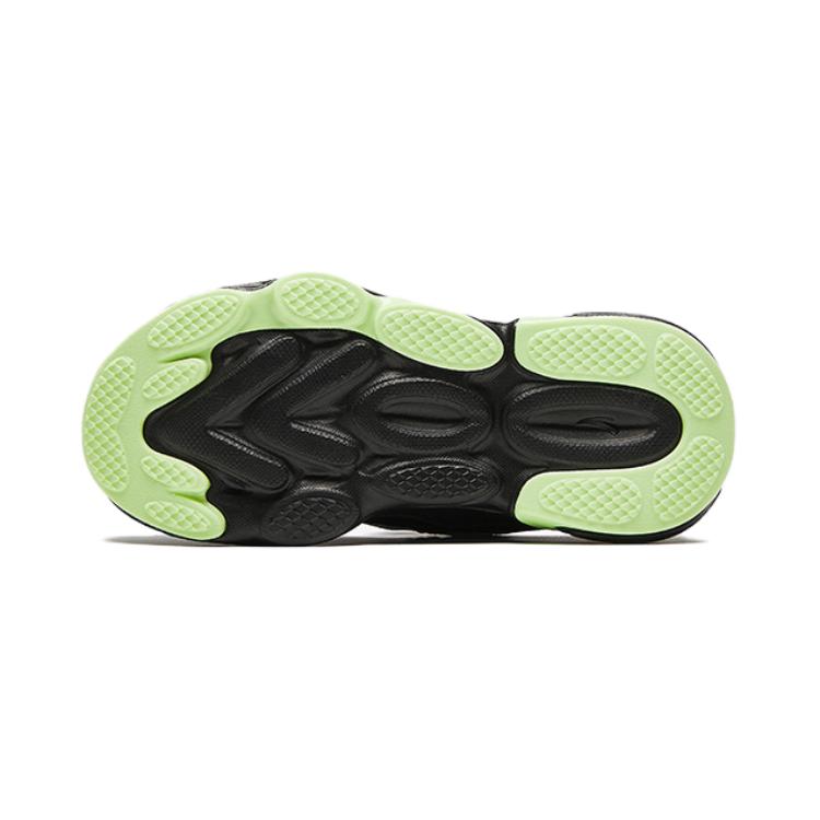 Anta Kinder Synthetikleder Stoff Mode Fitness Test Rutschfest Stoßdämpfung Low-Top Laufschuhe Kinder Sneaker Schwarz Grün A12439919-1