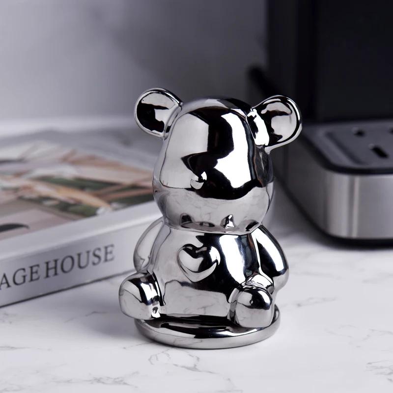 1 Piece of Ceramic Toothpick Holder, Cute Shaped Cotton Toothpick Holder with a Caring Teddy Bear, Fashionable Home Decoration,