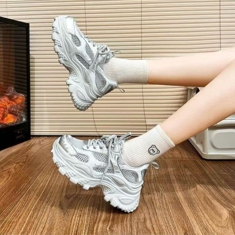 Sneakers Internet Celebrities with the Same Platform Dad Shoes Women's 2025 Autumn New Lace-up Casual Shoes Single Shoes Increase 6cm