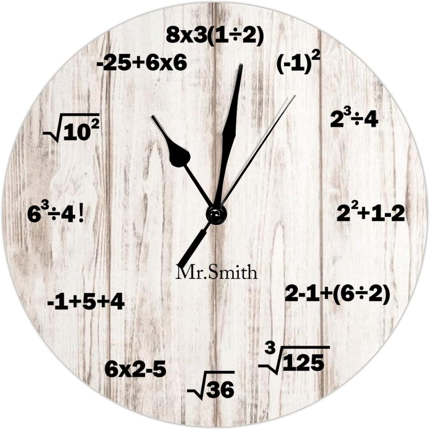 

Funny Decorative Wooden Wall Clock 15 ,Math Formulas Wall Clock Classroom Mathematics Clock Graduation Silent Non-Ticking Wood Hanging Clock for Home 10x10 Inch