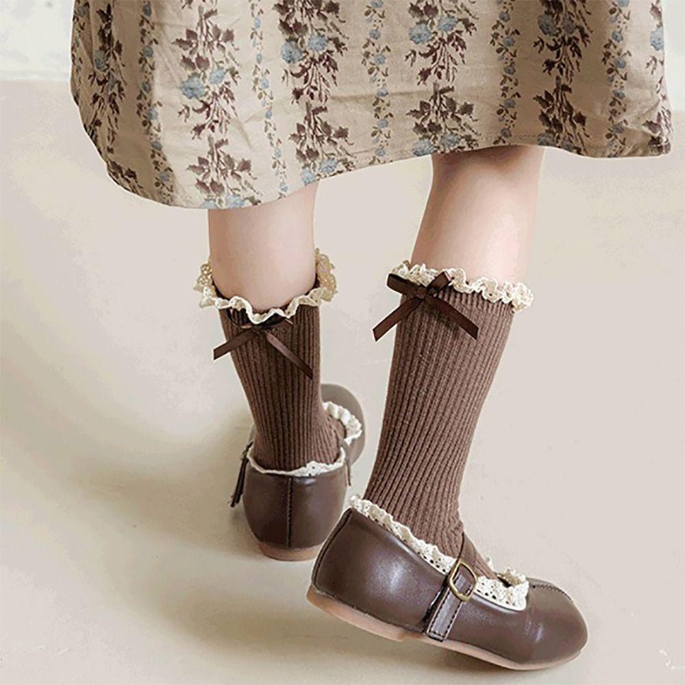 Cotton Bowknot Stockings Bowknot Girl Long Socks Baby Dress Lolita Sock