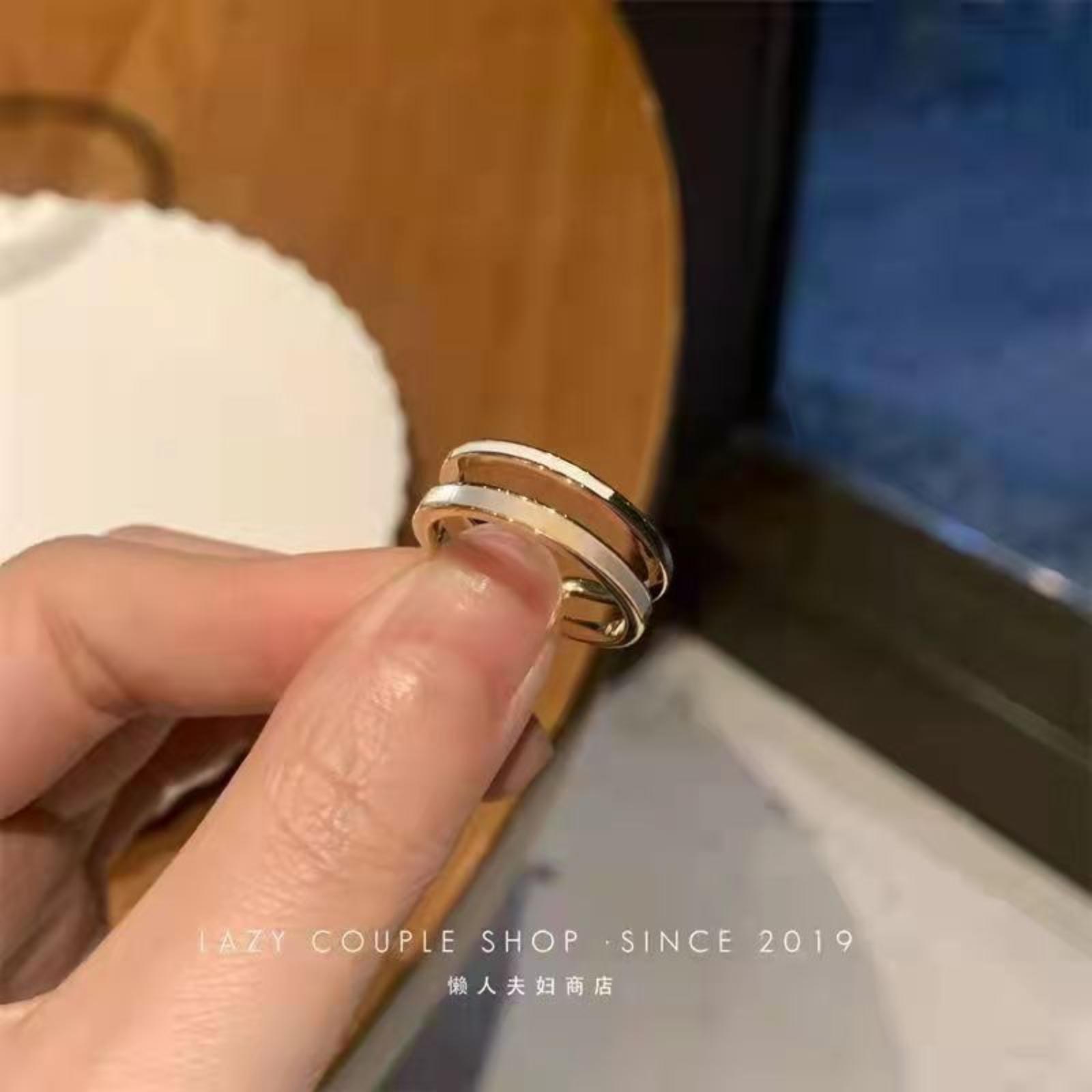 Double-layer Glazed Open Two-piece Ring Set One Size