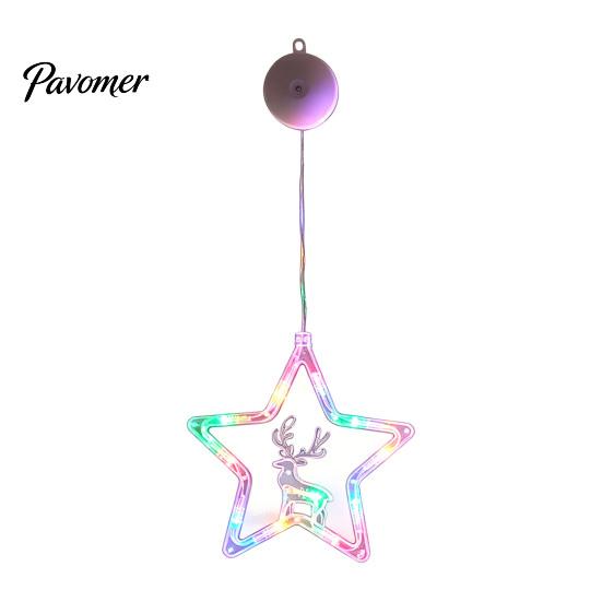 Suspended Starlight Window Accents LED Christmas Star Light, Tree Letter Suction Cup Hanging Lamp Reusable Decoration Set for Glass, Battery Operated