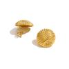 Geometric Metal Stud Earrings for Women,Gold Plated Round Earrings,Stainless Steel Waterproof Jewelry