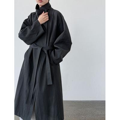 Trench lung casual versatil simplu cu un singur nasture, guler drept, larg, pentru femei, toamnă