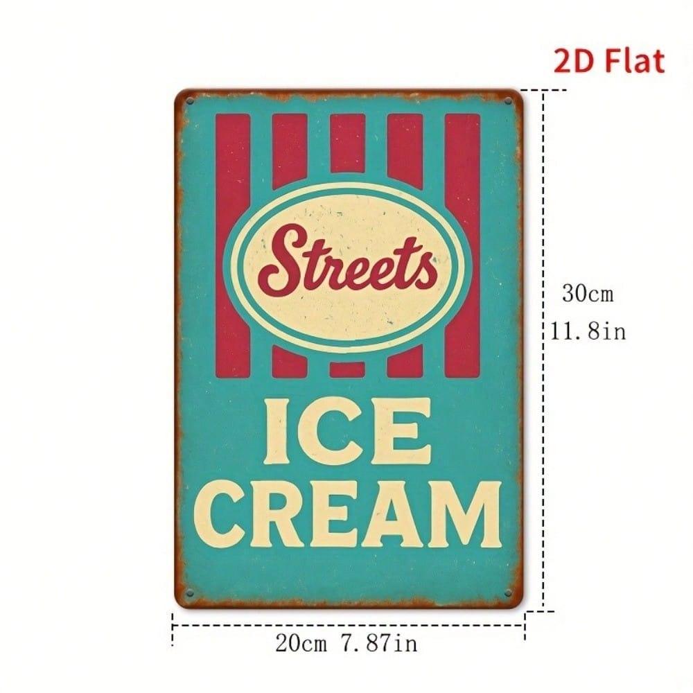 Retro Ice Cream Metal Tin Sign Wall Decor 12x8 Inch Vintage Kitchen Cafe Bar
