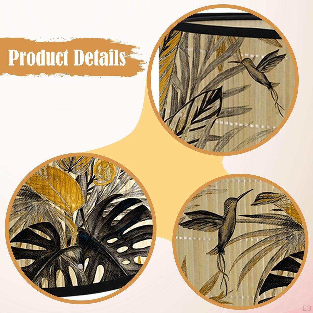 Bamboo Drum Shade for Pendant Lighting, Round Cover Home And Cafe