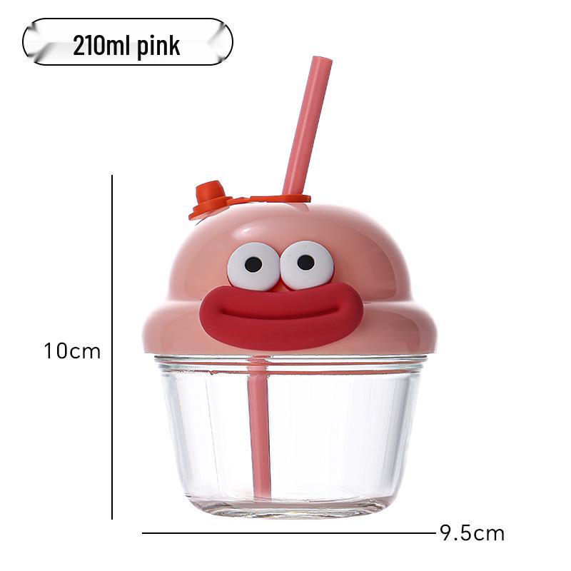 Influencer Mini Dun Dun Straw Cup - Cute, Stylish, High-Value Ins Style Small Glass Cup with Lid